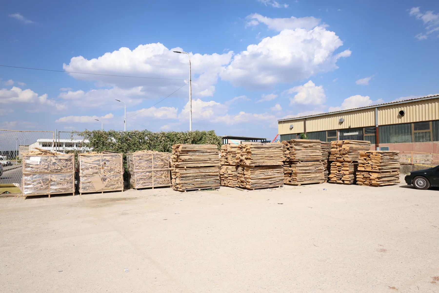 Material storage area outside the Divani production facility