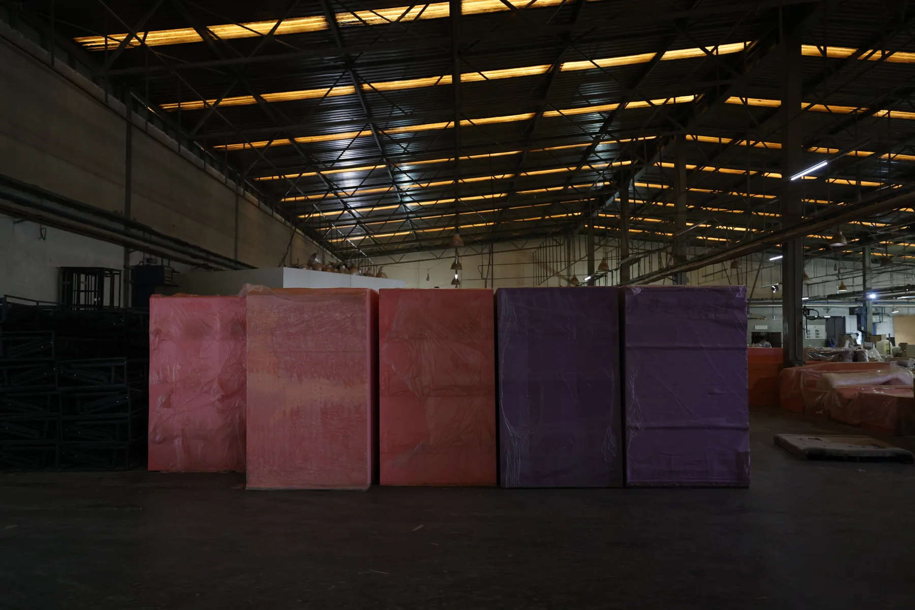 Foam components inside Divani's furniture production facility